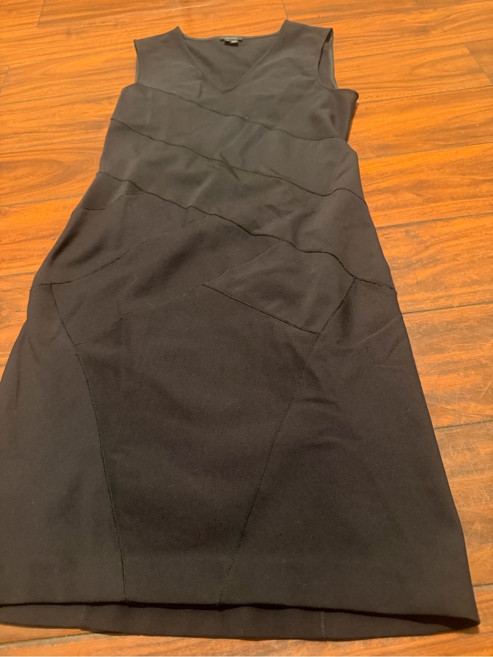 Theory Black Sleeveless V-Neck Sheath Dress - Picture 3 of 9